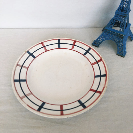 サンタマン St Amand 『Lou Basquez』ディナープレート/平皿 22.5㎝ バスク柄 A フランスアンティーク 蚤の市 ブロカント