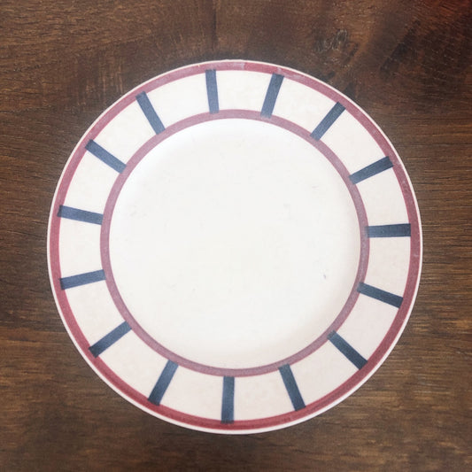 クレイユエモントロー HBCM Béarn デザートープレート/平皿 バスク柄 Ⅾ「ボルドーxダークブルー」フランスアンティーク食器 ブロカント 蚤の市