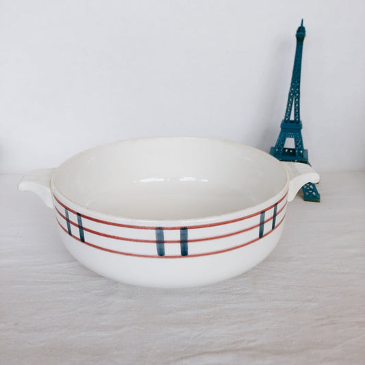 ジアン Gien 『BAYONNE』サラディエ/スーピエール バスク柄 レッド✕ブルー フランスアンティーク・食器・皿・プレート ブロカント