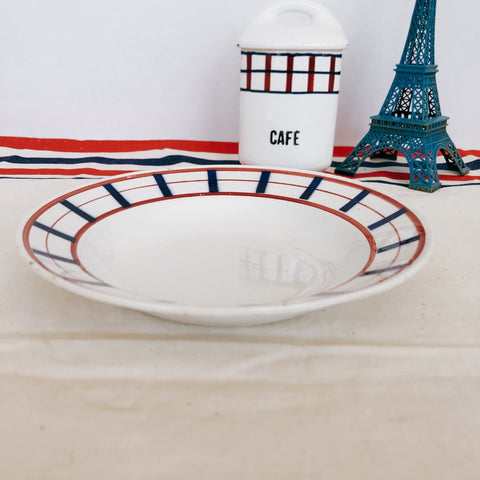 ディゴワンサルグミンヌ バスク柄 深皿／スーププレート FANDANGO『ルージュ・マリン』E フランスアンティーク食器 フランス 蚤の市