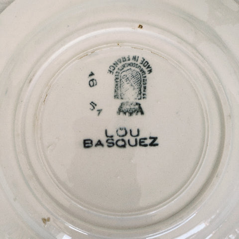 サンタマン 『Lou Basquez』デザートプレート バスク柄 『レッドｘブルー』G フランスアンティーク食器 フランス 蚤の市