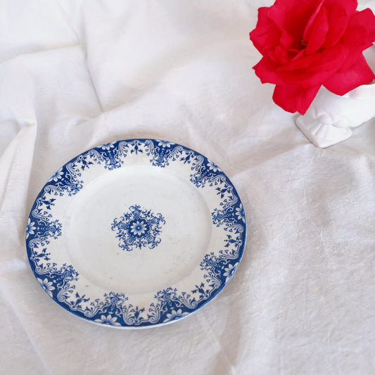 ヴィエイヤーボルドー «Rouen»モデル デザートプレート/平皿 フランスアンティーク食器 ブロカント 蚤の市