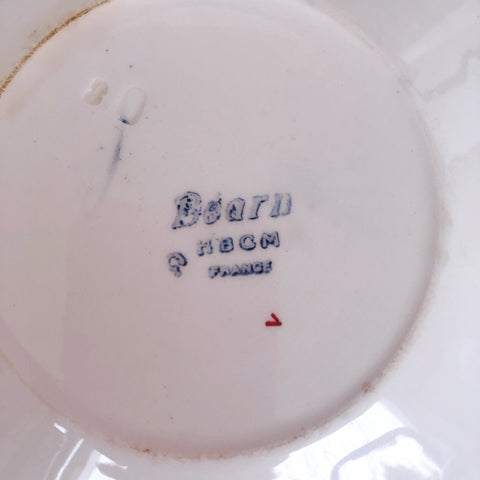 クレイユモントロー HBCM Béarn バスク柄 カップ＆ソーサー「レッドーｘブルー」C フランスアンティーク・食器・皿・プレート ブロカント