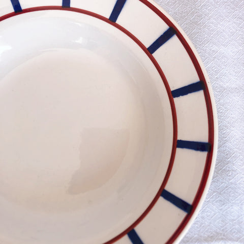 ディゴワンサルグミンヌ 『BASQUE』バスク柄 スーププレート  深皿 B ルージュ・マリンブルー フランスアンティーク食器 フランス蚤の市・ブロカント