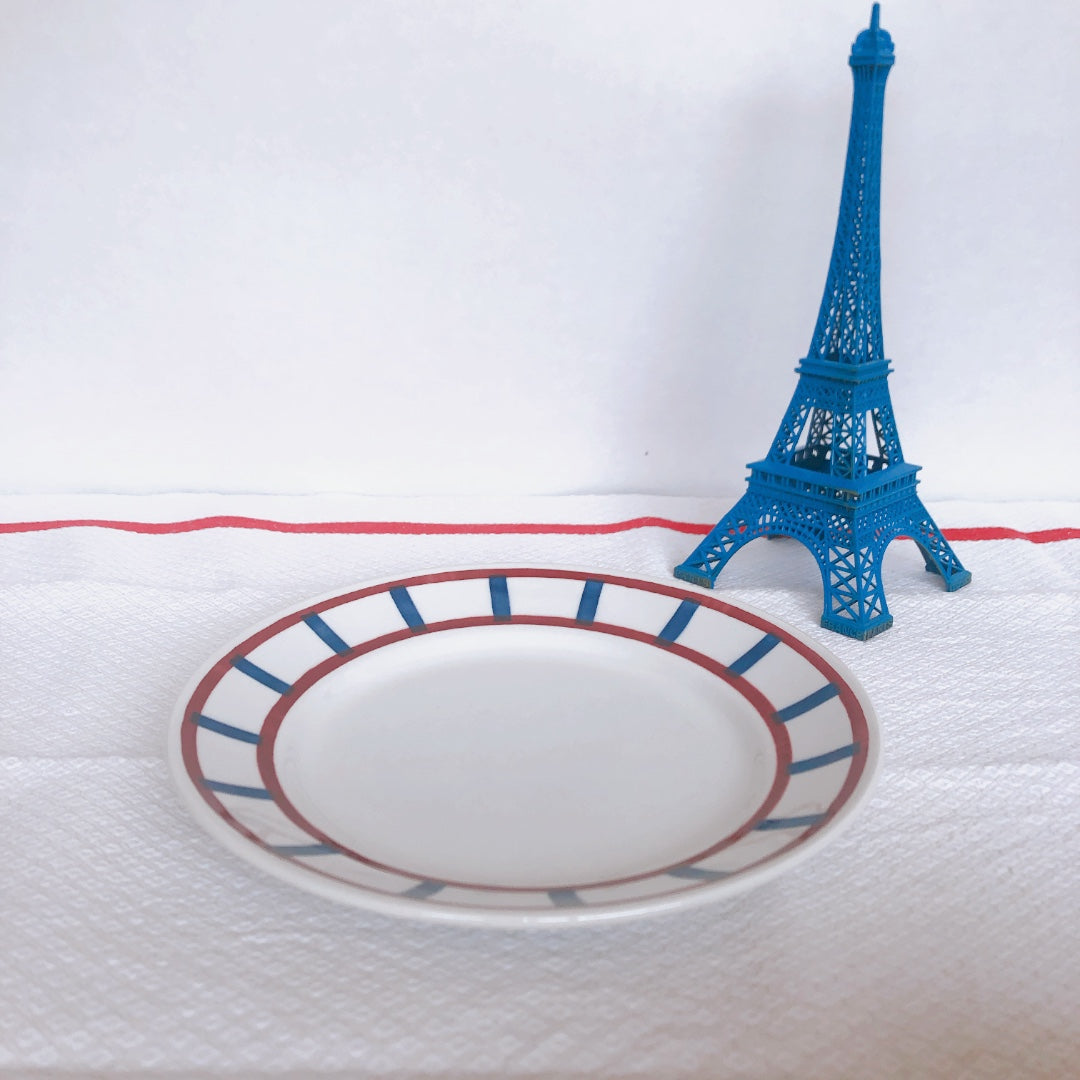 バドンヴィレー ディナープレート/平皿　バスク柄 『レッド・ブルー』A フランスアンティーク食器 フランス蚤の市　ブロカント