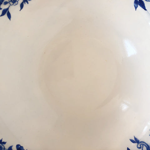 フランスアンティーククレイユモントロー コンポティエ　コンポ―ト皿『フローラ』ブルー アンティーク食器　フランスブロカント・蚤の市