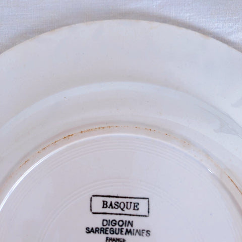ディゴワンサルグミンヌ 『BASQUE』バスク柄 大皿 フランスアンティーク食器 フランス蚤の市　ブロカント 　バスクアンティーク