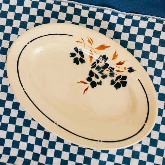 Badonviller バドンヴィレー ラヴィエ ブルーの花柄 フランスアンティーク食器 ブロカント 蚤の市