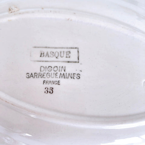 ディゴワンサルグミンヌ 『BASQUE』バスク柄 ラヴィエ A フランスアンティーク食器 フランス蚤の ブロカント バスクアンティーク
