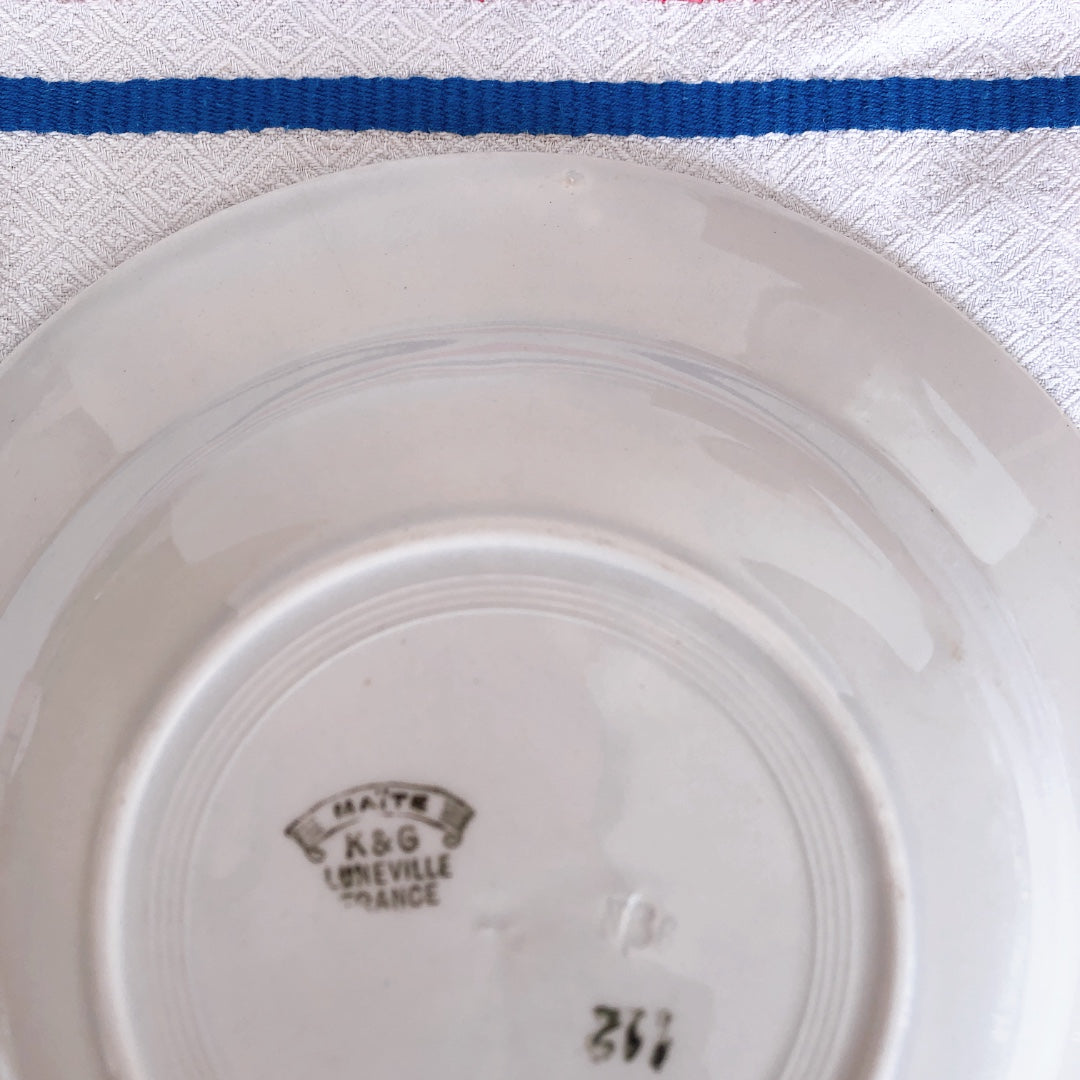 リュネヴィル K&G LUNEVILLE " MAITE"シリーズ スーププレート 深皿 D フランスアンティーク食器　蚤の市　ブロカント