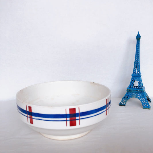 ディゴワンサルグミンヌ 『BASQUE』バスク柄 サラダボウル フランスアンティーク食器 フランス蚤の市 ブロカント バスクアンティーク