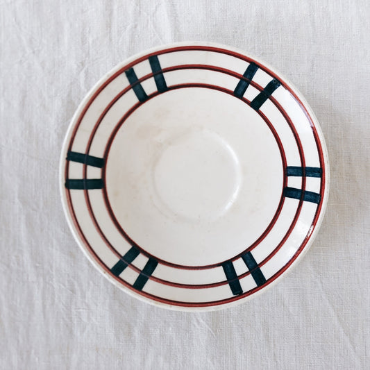 ジアン Gien 『BAYONNE』バスク柄 ソーサー/プレート レッド✕ブルー A フランスアンティーク・食器・皿・プレート ブロカント