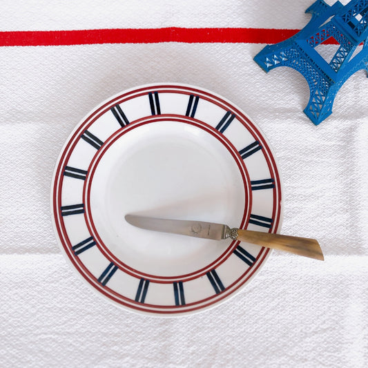 ムーランデルー Moulin des Loups バスク柄 ディナープレート/平皿 F フランスアンティーク食器 ブロカント 蚤の市