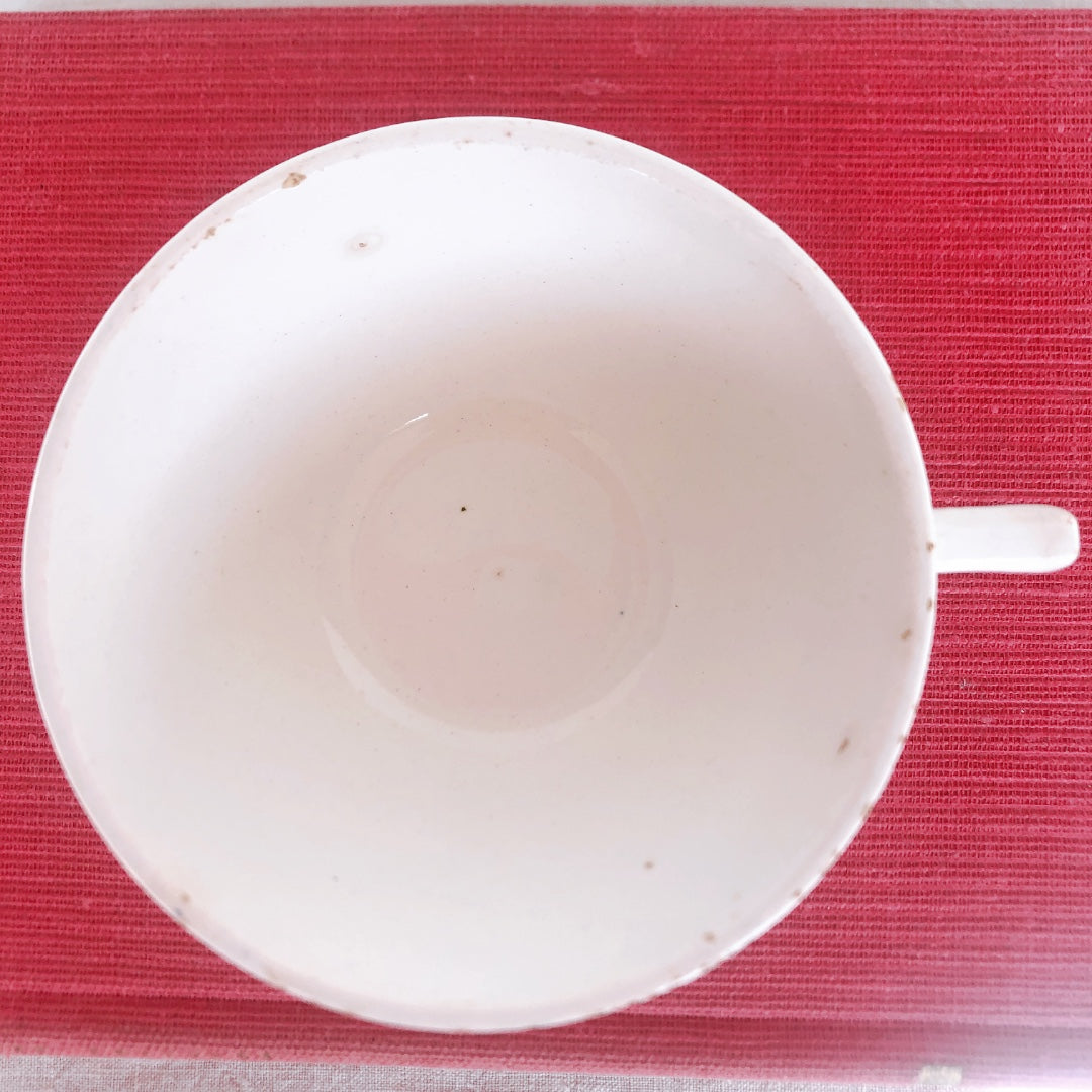 ディゴワンサルグミンヌ バスク柄 コーヒーカップ 『ルージュ・マリン』A フランスアンティーク食器 フランス蚤の市・ブロカント　バスク柄食器