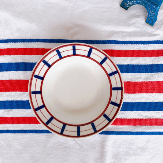 ディゴワンサルグミンヌ バスク柄 深皿/スーププレート FANDANGO『ルージュ・マリン』H フランスアンティーク食器 フランス 蚤の市