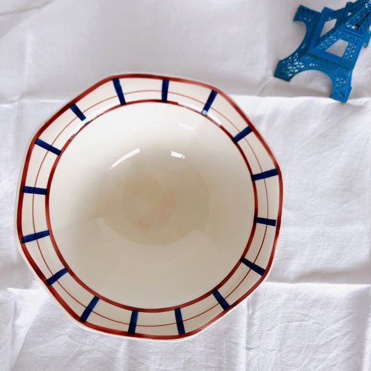 ディゴワンサルグミンヌ バスク柄 サラディエ サラダボウル FANDANGO『ルージュ・マリン』 フランスアンティーク食器 フランス 蚤の市