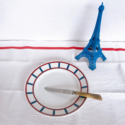 バドンヴィレー ディナープレート/平皿　バスク柄 『レッド・ブルー』C フランスアンティーク食器 フランス蚤の市　ブロカント