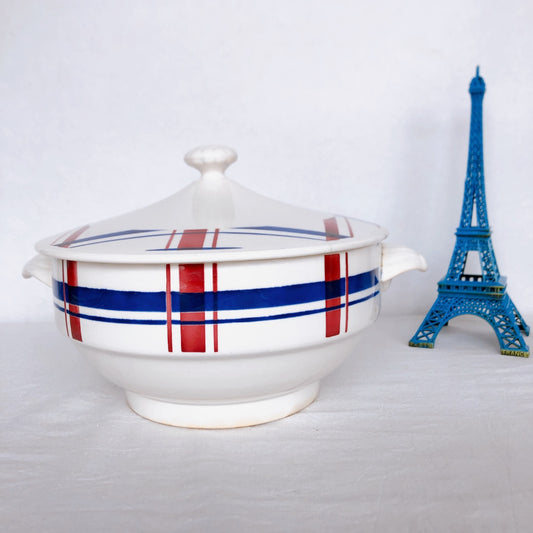 ディゴワンサルグミンヌ 『BASQUE』バスク柄 スーピエール フランスアンティーク食器 フランス蚤の市 ブロカント バスクアンティーク