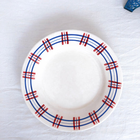 サルグミンヌ sarreguemines 『POITOU』バスク柄 プレート 平皿 C フランスアンティーク食器 フランス蚤の市・ブロカント