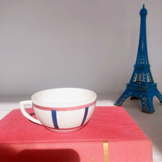 ディゴワンサルグミンヌ バスク柄 コーヒーカップ 『ルージュ・マリン』A フランスアンティーク食器 フランス蚤の市・ブロカント バスク柄食器