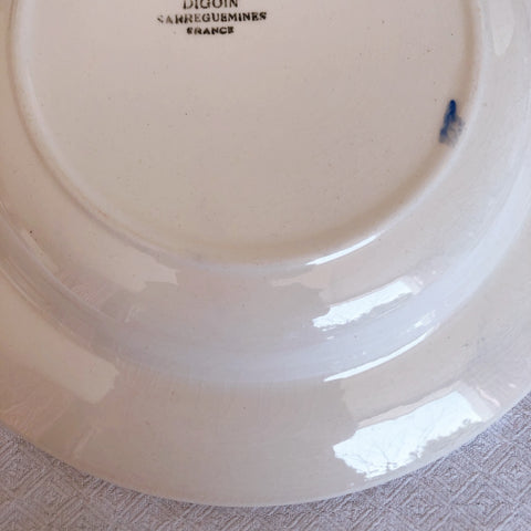 ディゴワンサルグミンヌ 『BASQUE』バスク柄 スーププレート 深皿 A　ルージュ・マリンブルー　フランスアンティーク食器 フランス蚤の市・ブロカント