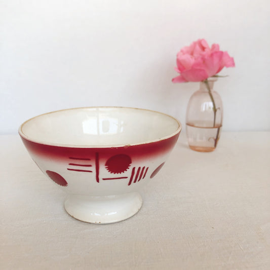 バドンヴィレー カフェオレボウル レッド フランスアンティーク・食器・皿・プレート ブロカント