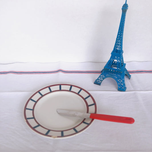 バドンヴィレー デザートプレート/平皿 バスク柄『レッド・ブルー』D フランスアンティーク食器 フランス蚤の市 ブロカント