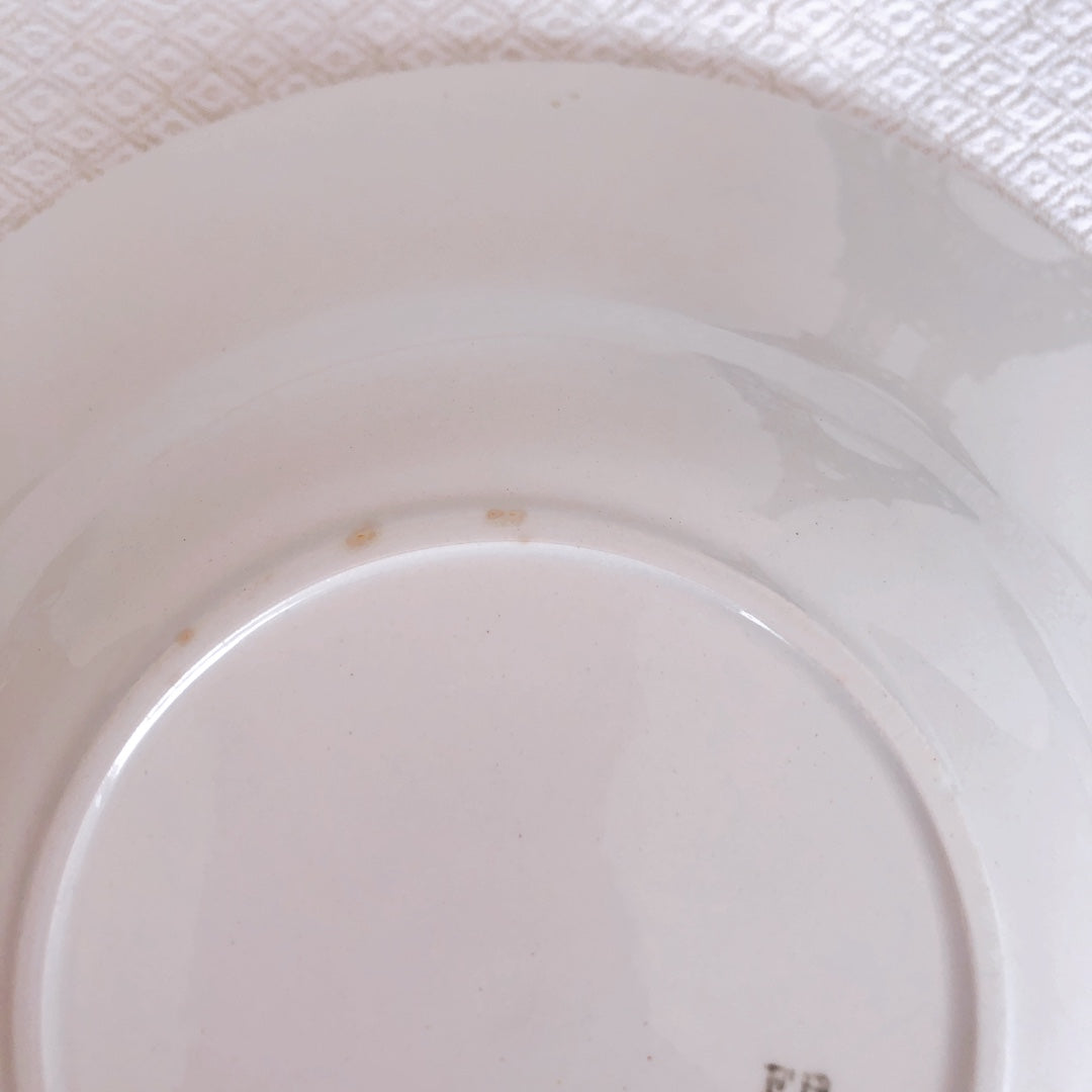 バドンヴィレー スーププレート/深皿 バスク柄『レッド・ブルー』D フランスアンティーク食器 フランス蚤の市 ブロカント