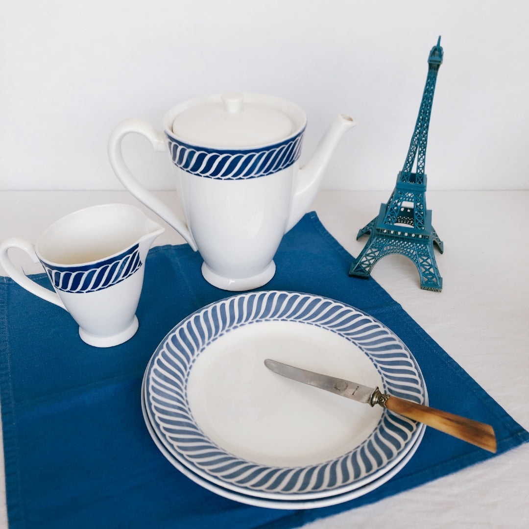 ディゴワンサルグミンヌ Digoin&sarregumines 平皿 ”JACQUOT” ブルー A フランスアンティーク食器　ブロカント　蚤の市