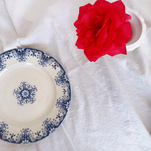 ヴィエイヤーボルドー «Rouen»モデル ディナープレート/平皿 フランスアンティーク食器 ブロカント 蚤の市