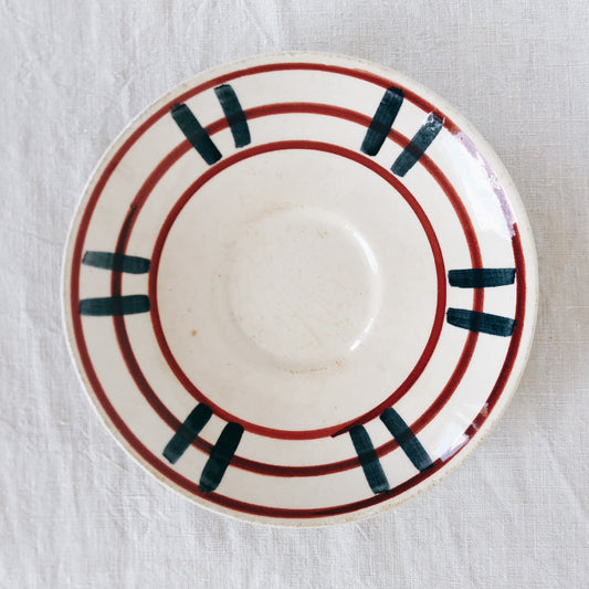 ジアン Gien 『BAYONNE』バスク柄 ソーサー/プレート レッド✕ブルー B フランスアンティーク・食器・皿・プレート ブロカント