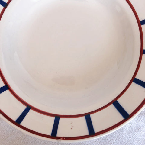 ディゴワンサルグミンヌ 『BASQUE』バスク柄 スーププレート  深皿 B ルージュ・マリンブルー フランスアンティーク食器 フランス蚤の市・ブロカント