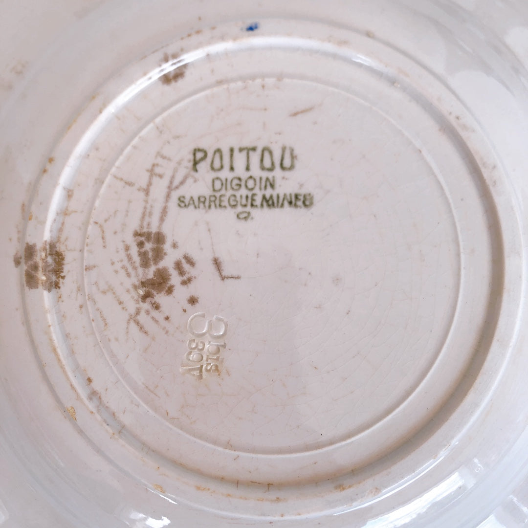 サルグミンヌ sarreguemines 『POITOU』バスク柄 スーププレート 深皿 A フランスアンティーク食器 フランス蚤の市・ブロカント