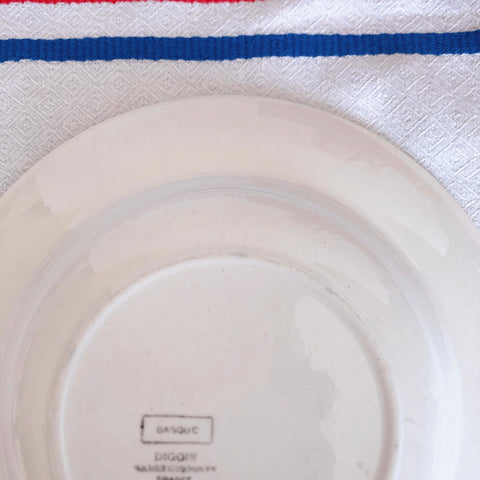 ディゴワンサルグミンヌ 『BASQUE』バスク柄 スーププレート  深皿 D ルージュ・マリンブルー フランスアンティーク食器 フランス蚤の市・ブロカント