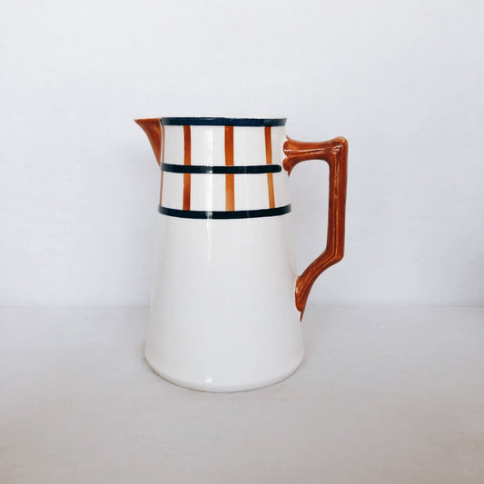 フランスアンティーク・食器・皿・プレート ブロカント HBCM Béarn バスク柄 ピシェ「マロン・マリン」