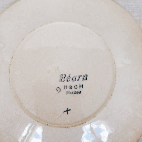 クレイユモントロー HBCM Béarn バスク柄 カップ＆ソーサー「イエローｘブルー」D フランスアンティーク・食器・皿・プレート ブロカント