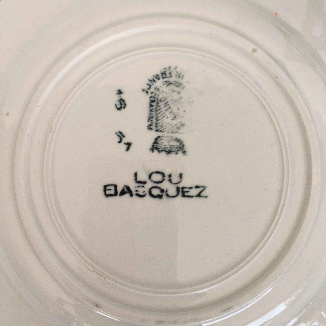 サンタマン 『Lou Basquez』デザートプレート バスク柄 『レッドｘブルー』H フランスアンティーク食器 フランス 蚤の市