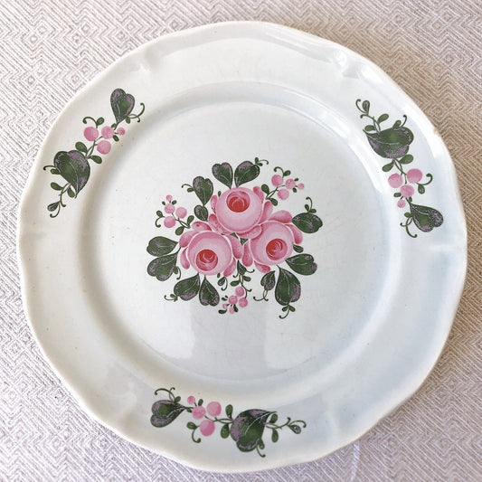 フランスアンティーク・食器・皿・プレート・ブロカント St Amand サンタマン 花リム デザートプレート 花リム C