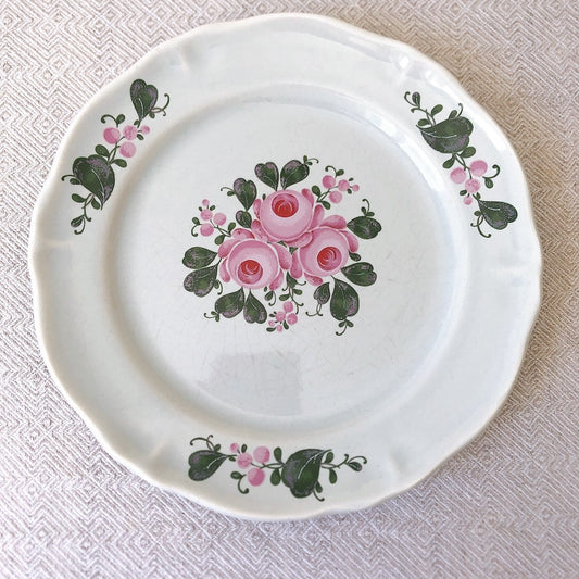 フランスアンティーク・食器・皿・プレート・ブロカント St Amand サンタマン 花リム デザートプレート 花リム F