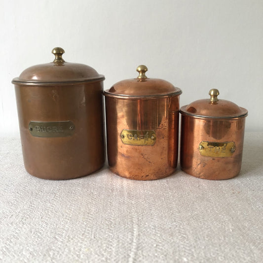 フランスアンティーク ホーロー製キャニスターセット ブロンズ