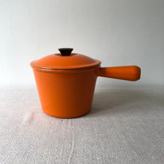 フランス ル・クルーゼ ヴィンテージ フォンデュ鍋 片手鍋蓋つき フランスアンティーク ブロカント・蚤の市