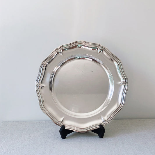 フランス クリストフル製 シルバープレートの花リムプレート 大皿 フランスアンティーク・蚤の市・ブロカント