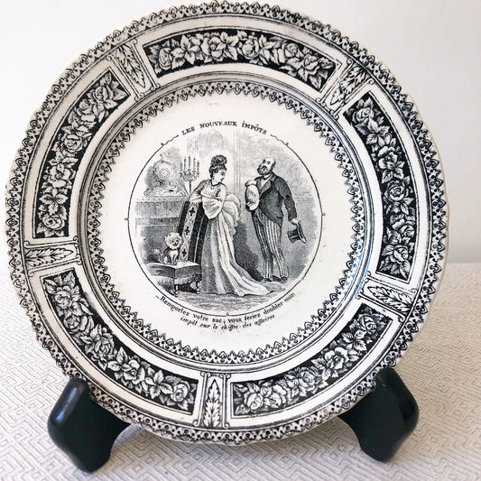 フランスアンティーク ヴィエイヤーボルドー 絵皿 おしゃべりプレート B