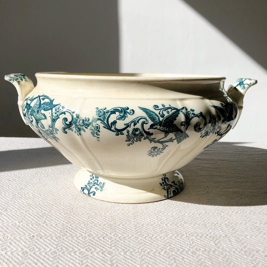 フランスアンティーク ヴィエイヤーボルドー 鳥モチーフのスーピエール フランスブロカント・蚤の市 フランスアンティーク食器