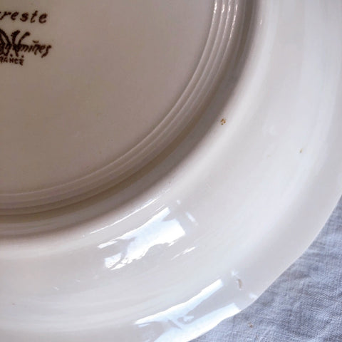 サルグミンヌ sarreguemines アグレスト 花リム 大きな深皿　サラディエ フランスアンティーク食器 フランス蚤の市・ブロカント
