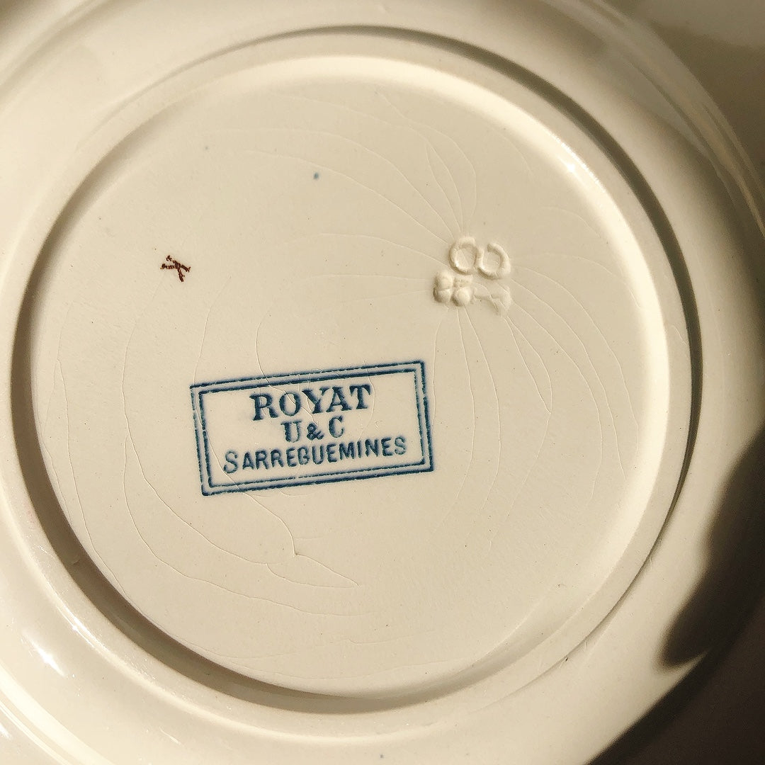 フランスアンティーク U＆Cサルグミンヌ 深皿 ”ROYAT” ロワイヤ A フランスアンティーク食器　ブロカント　蚤の市