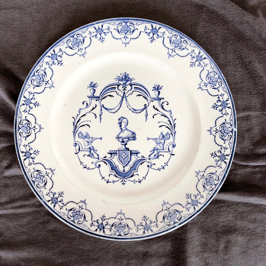 ヴィエイヤーボルドー ムスティエ ディナープレート G フランスアンティーク食器 フランスブロカント・蚤の市