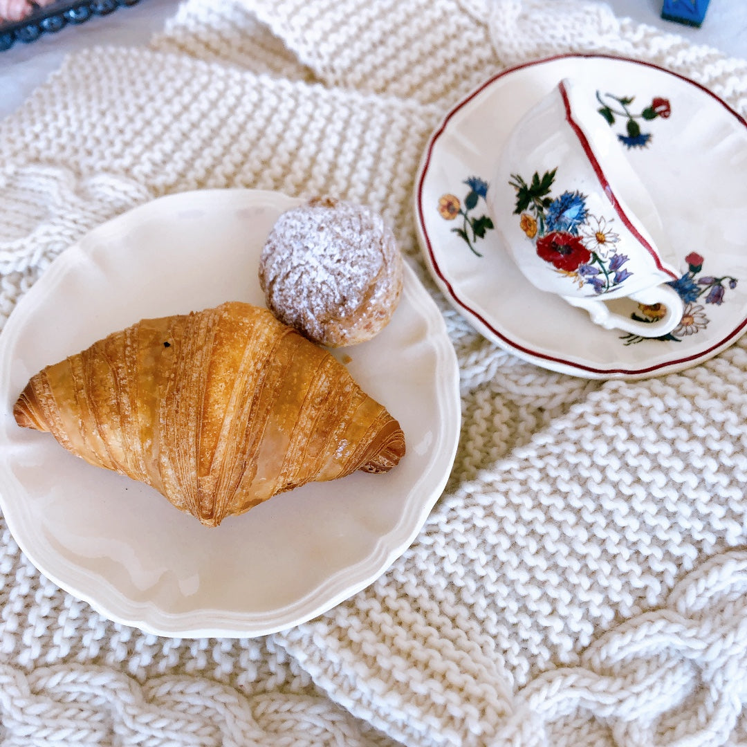 ディゴワンサルグミンヌ 花リム　ソーサー・デザートプレート B フランスアンティーク食器　ブロカント　蚤の市