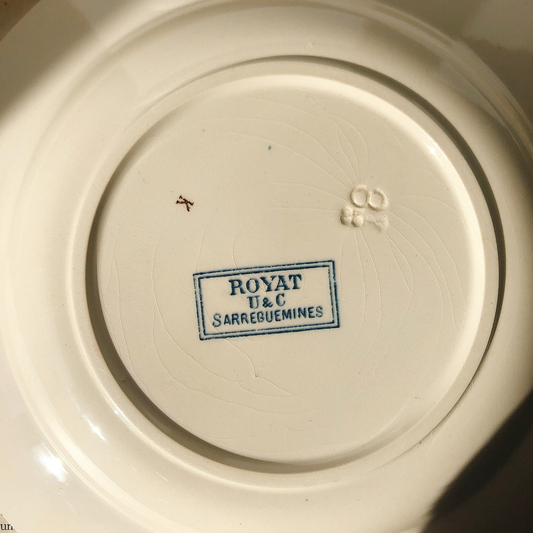 フランスアンティーク U＆Cサルグミンヌ 深皿 ”ROYAT” ロワイヤ A フランスアンティーク食器　ブロカント　蚤の市