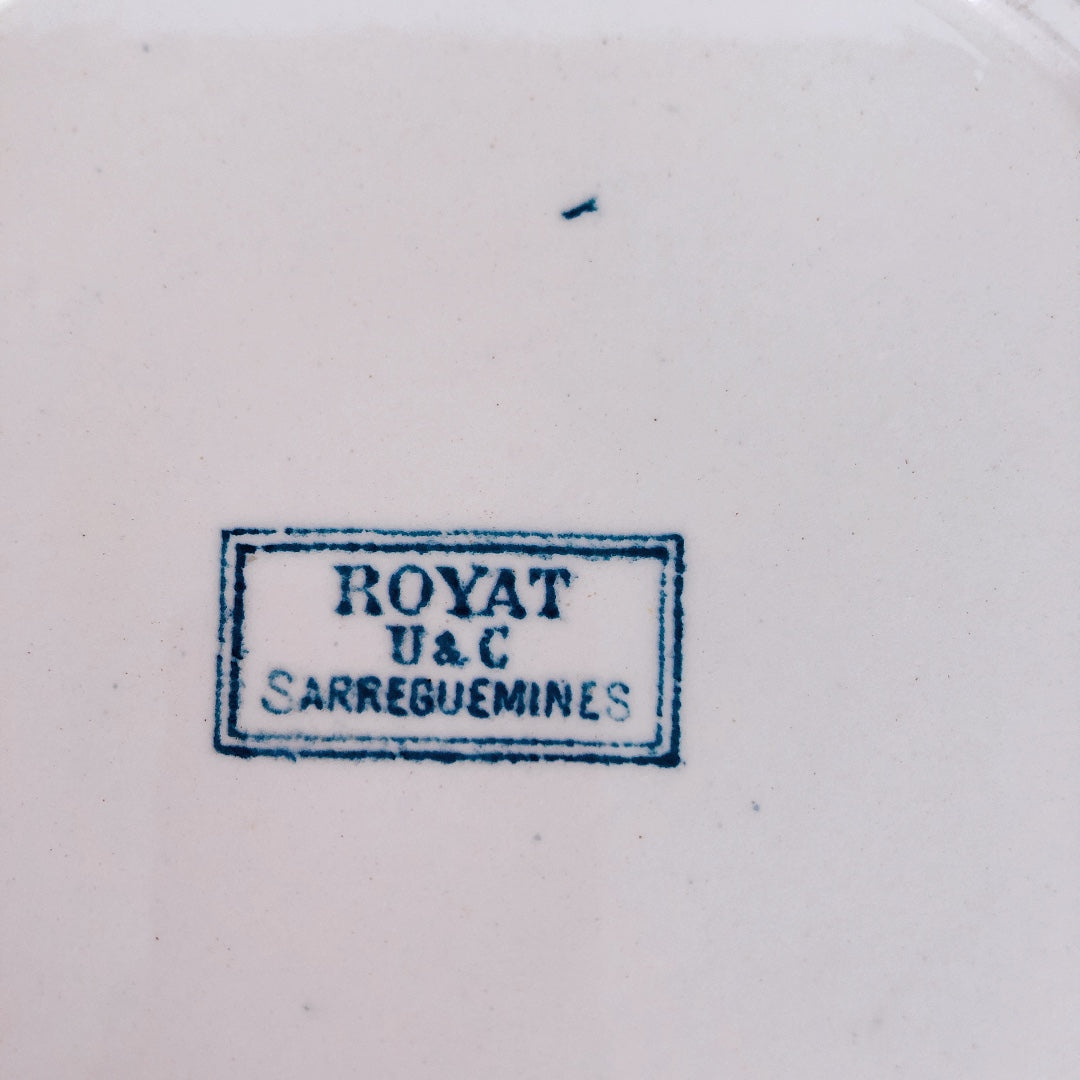 フランスアンティーク UCサルグミンヌ ディナープレート 平皿 ”ROYAT” ロワイヤ A フランスアンティーク食器 ブロカント 蚤の市